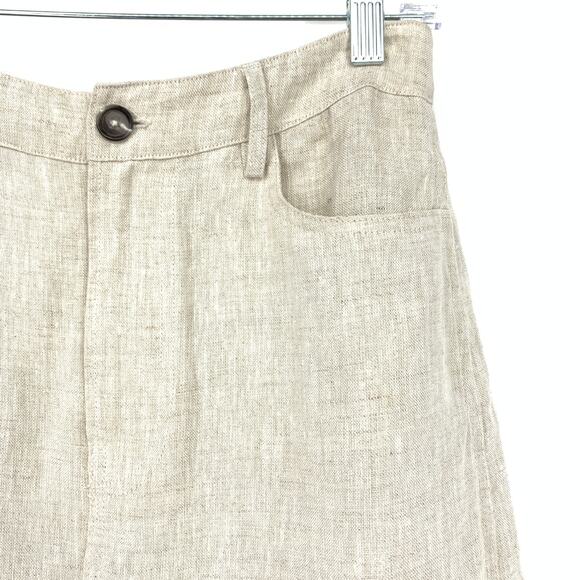 Reformation Tazz Oatmeal Maxi Skirt with Front Slit Womens Sz 2 100% Linen - Picture 3 of 6